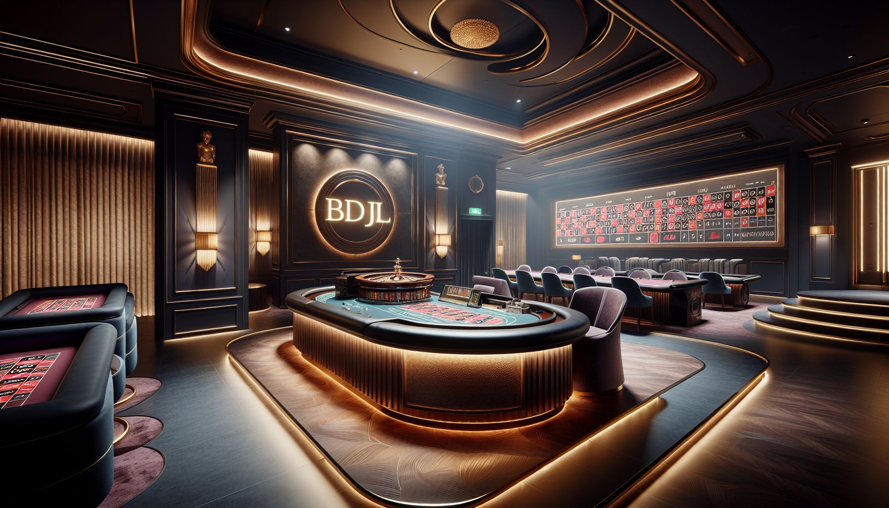 Elegant live casino room with roulette table and polished lighting for BDTJL players